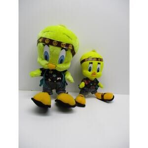 2 Vintage 1998 Looney Hippie Peace 17/12" Plush Tweety Birds Ace Warner BrosToy